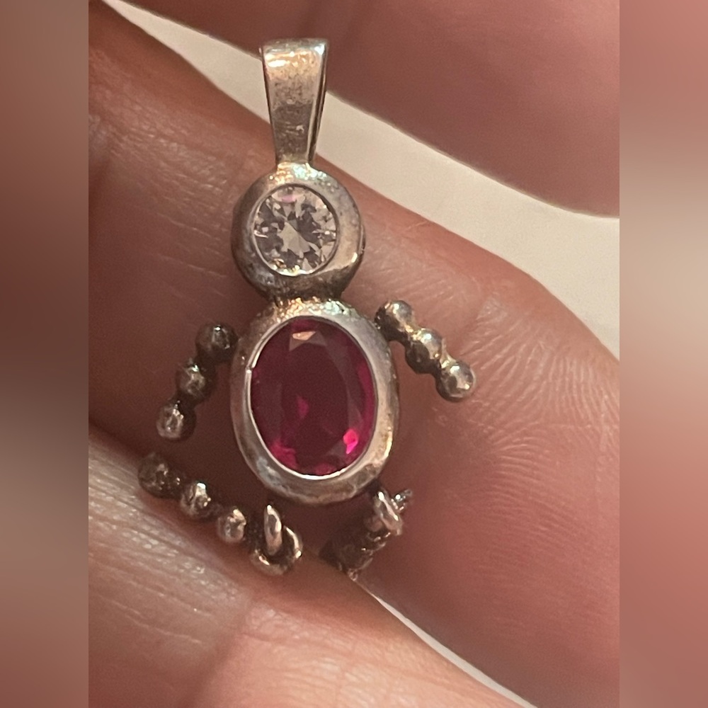 NF 925 Silver And Pink  Gemstone Pendant